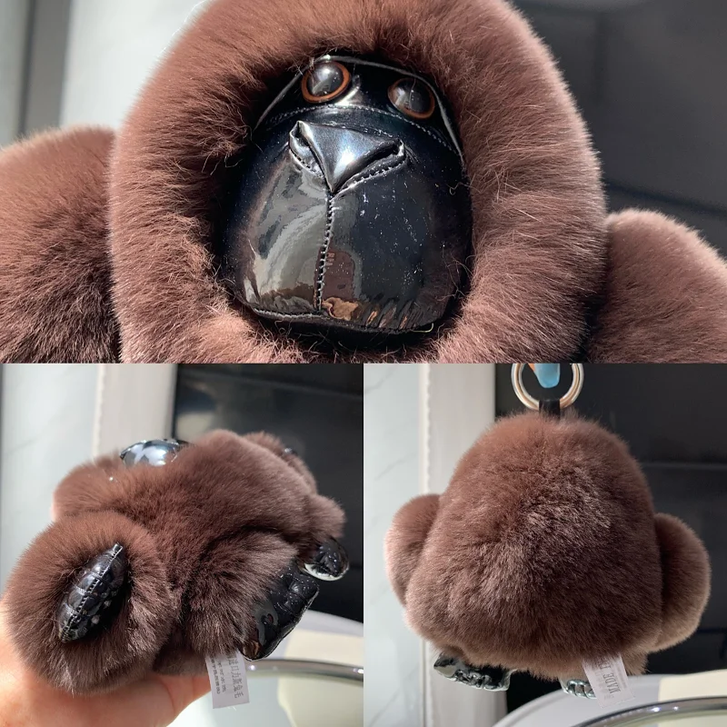 2022 New In Chimpanzee Real Fur Handmade Cute Key Chain Keychains Bag Accessory Car Keychain Gift Keyrings Gifts Key Chains