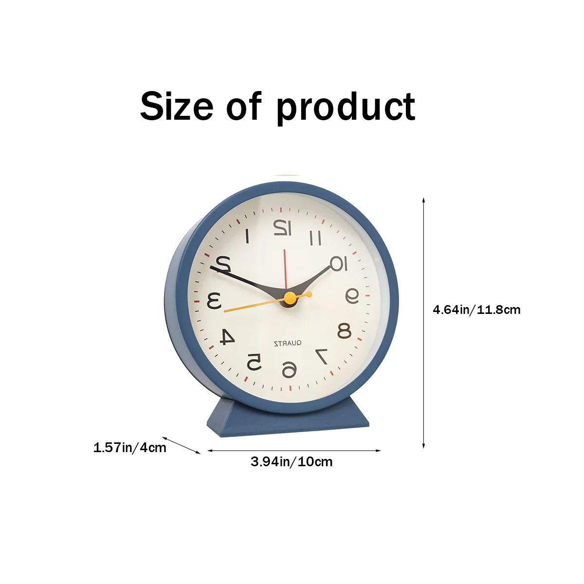 , Small Silent Bedside Desk Metal Clock With Light(blue)