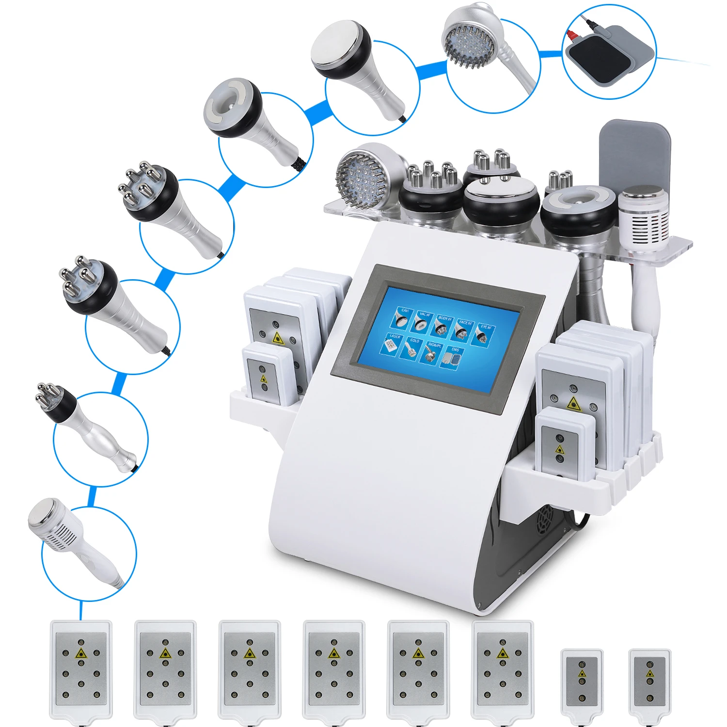 

2022 New Lipolaser 9 In1 40K Ultrasonic Cavitation Vacuum Radio Frequency Laser 8 Pads Lipo Laser Slimming Machine for Home Use