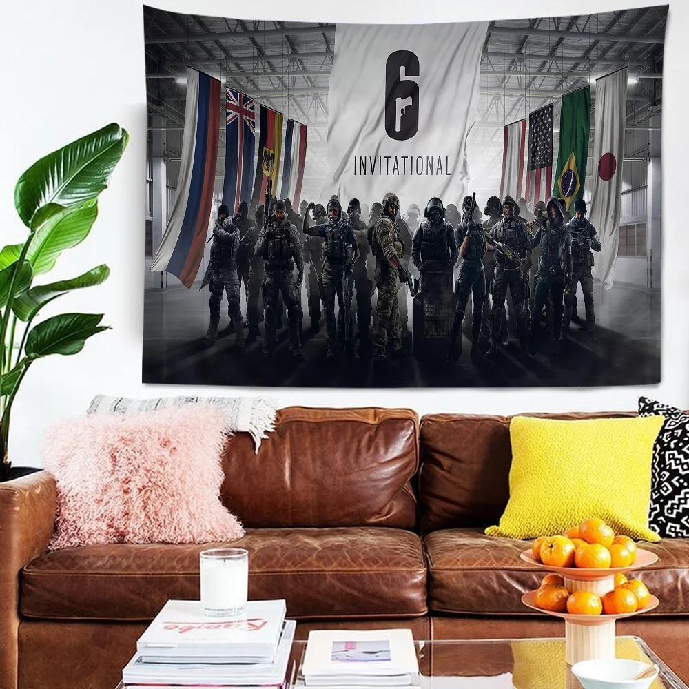 Game R-RainbowS-Sixs Tom C-Clancy Cartoon Tapestry Art Science Fiction Room Home Decor Wall Hanging