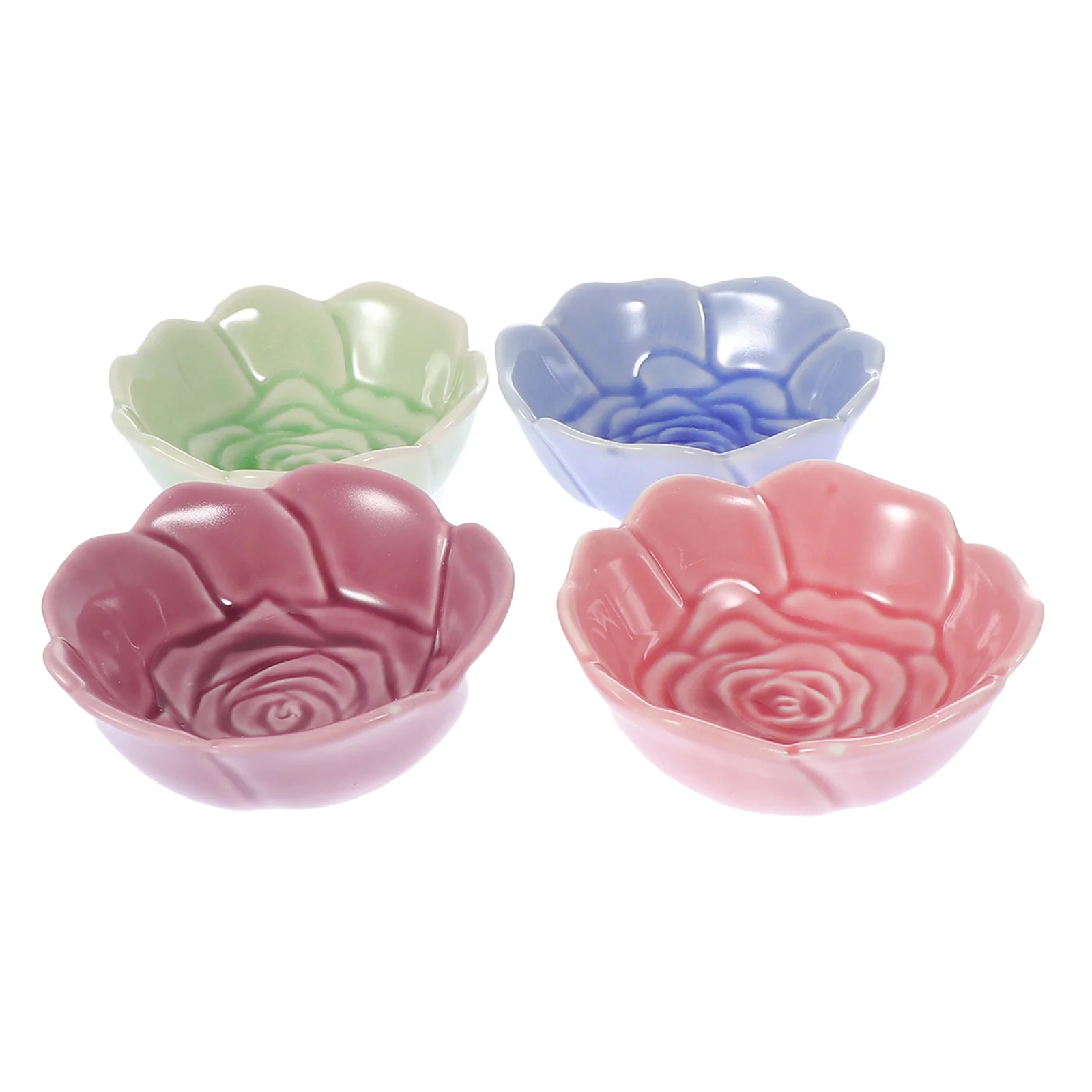 

4Pcs Durable Convenient Delicate Practical Creative Sauce Plates Vinegar Dishes for Home