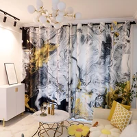 1set colored marble modern curtains window for living room bedroom shading thick blinds drapes door black out curtain