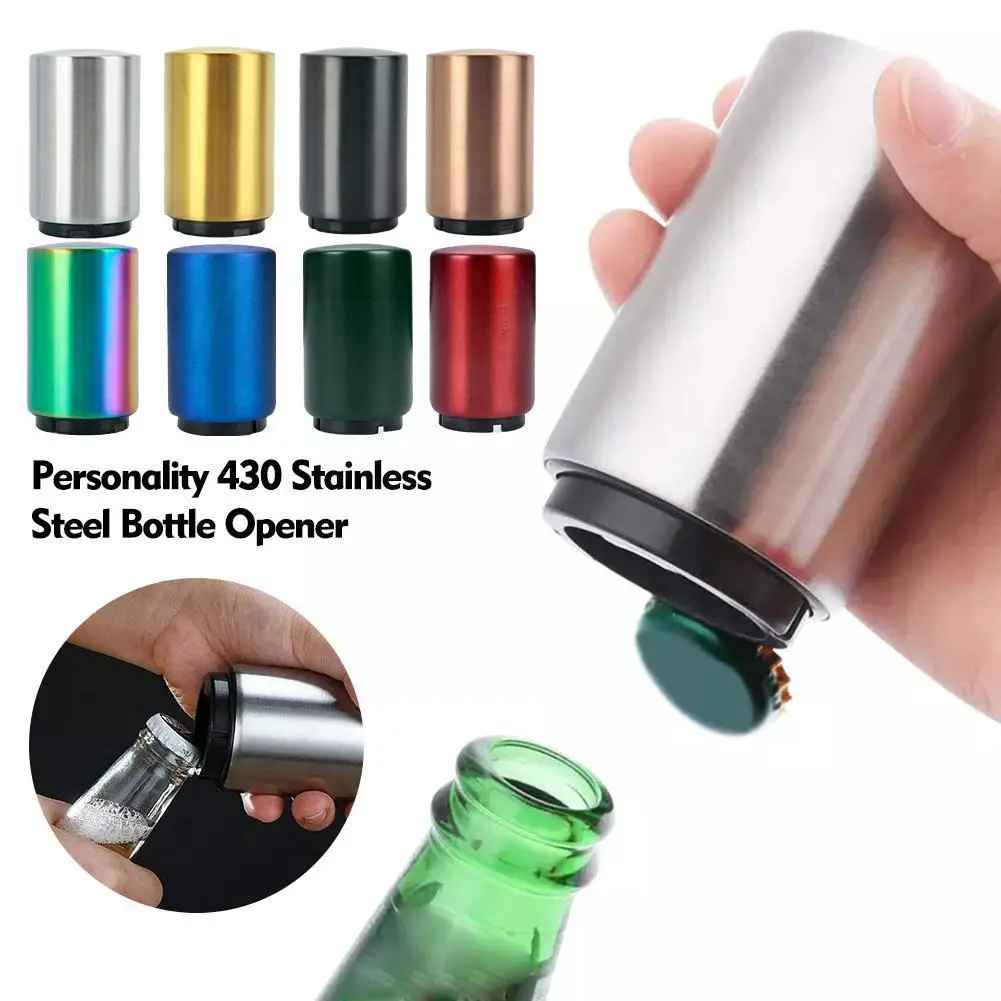 

Automatic Beer Bottle Can Opener Magnet Steel Cool Kitchen Push Opener Accept Down Logo Accessories Gadgets O2w0