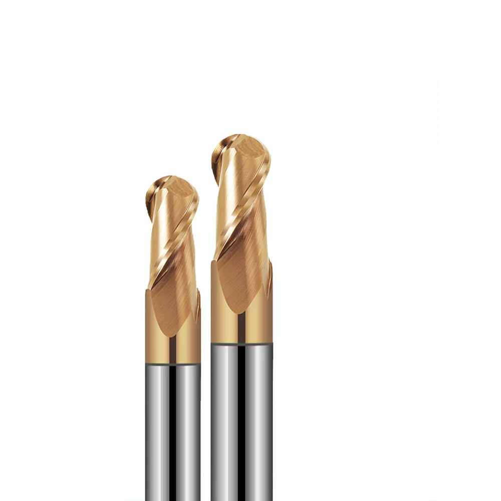 

Die Steel Ball Nose End Mill 2 Flute with Straight Shank Radius 0.5 To R16 Milling Cutter CNC Metal Machining Tool HRC60