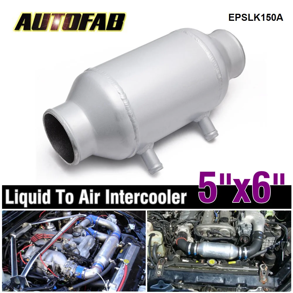 

AUTOFAB Universal Turbo Intercooler Aluminum Barrel Cooler Water To Air Charge for Supercharger Engine 5"x6" 3" ID/OD EPSLK150A