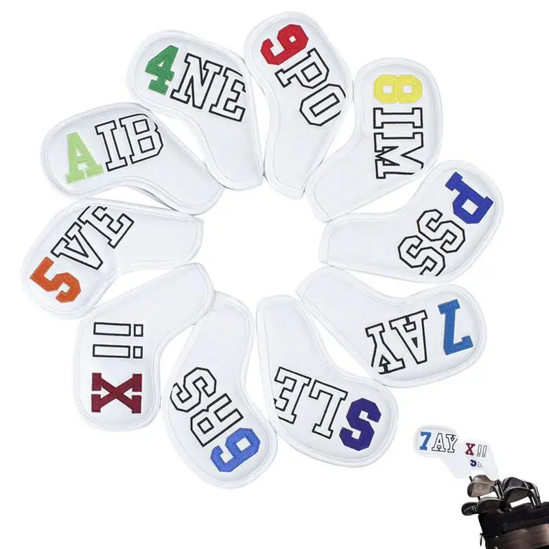 

Golf Covers Waterproof Golf Iron Head Covers 10PCS PU Leather Iron Covers And Sports Protective Accessories With Identification