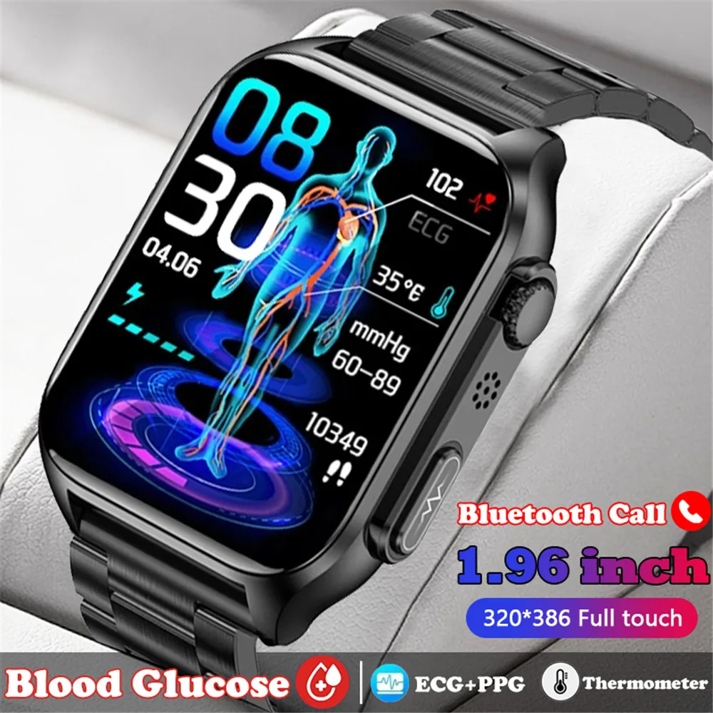 

Новые автоматические инфракрасные смарт-часы с глюкозой в крови для мужчин, ЭКГ + PPG, пульсометр, Bluetooth, вызов, уровень сахара в крови, давление, Ip67, часы для здоровья