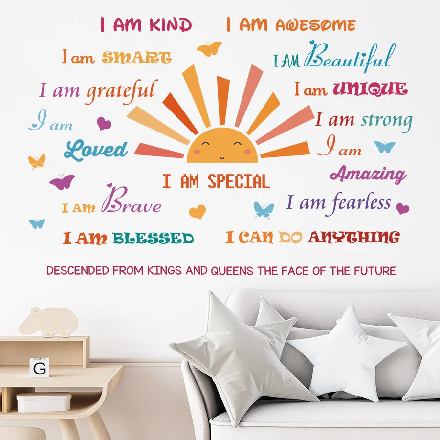 Красочные вдохновляющие наклейки на стену с цитатой богемный солнечный узор