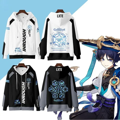 3D Print Genshin Impact Scaramouche Wanderer Cosplay Costume Zip Up Women/Men Hoodie Sweatshirt Y2K Streetwear Zipper Jacket