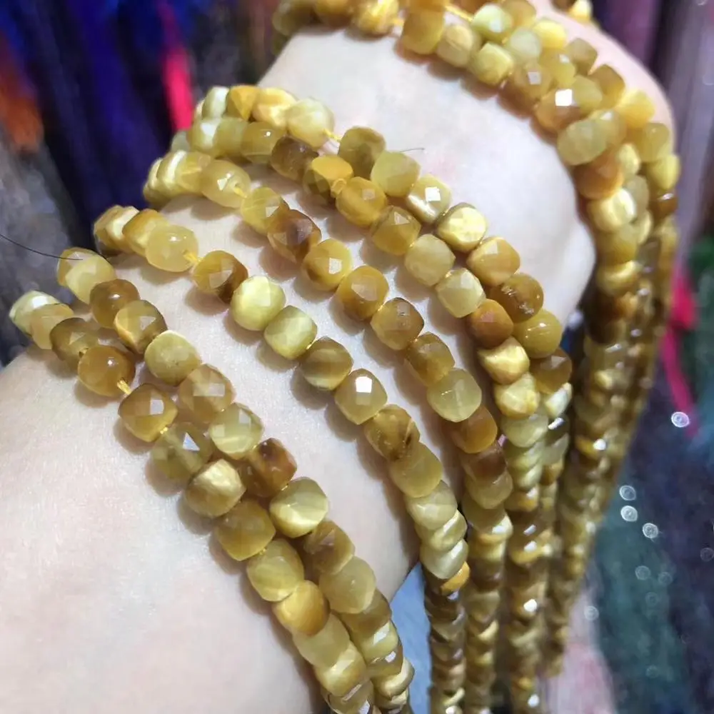 

Natural Stone Beads Golden Obsidian Section Square Beads Charms For Jewelry Making DIY Necklace Bracelet Earrings Accessory