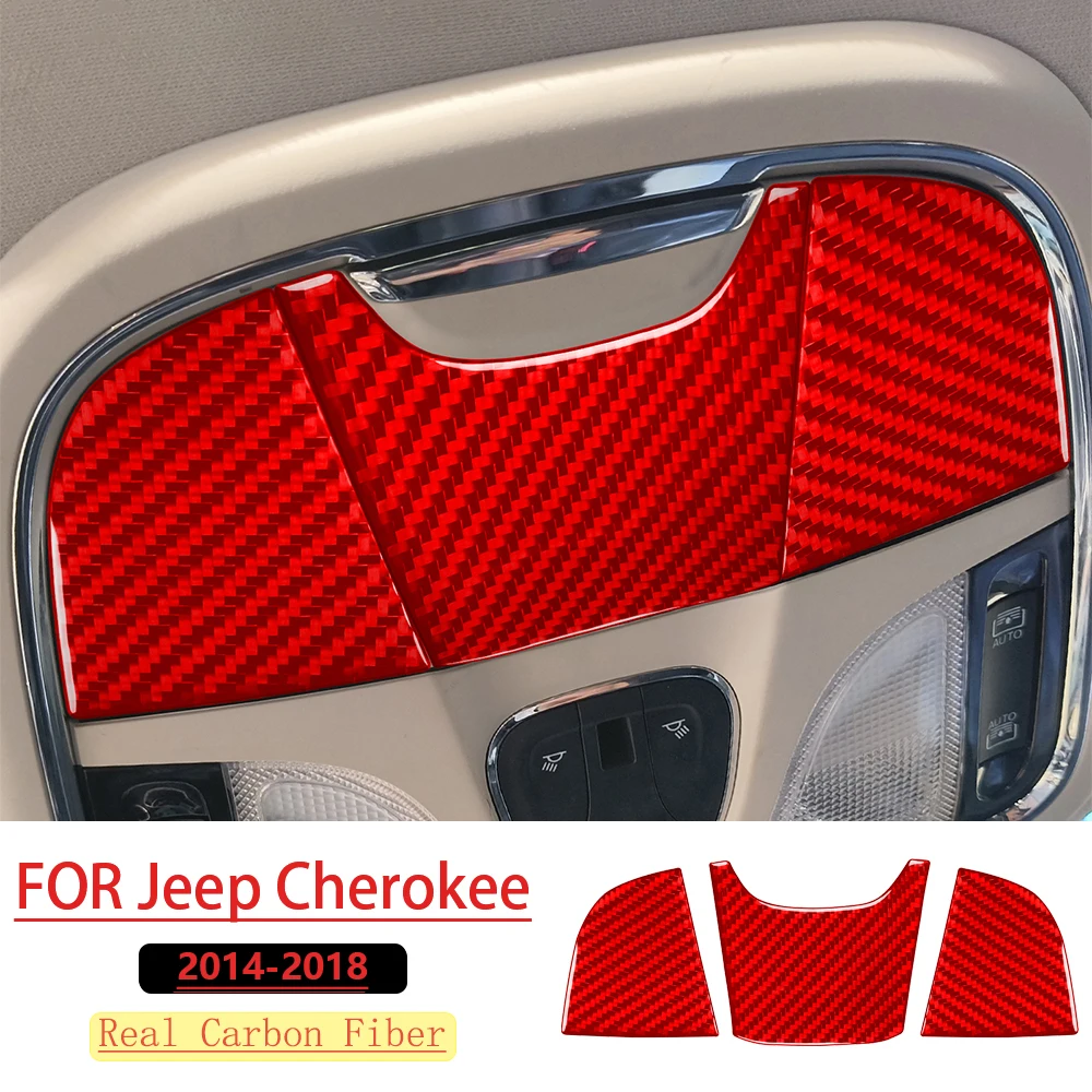 Фото Для Jeep Cherokee 2014-2018: Красный чехол для очков на передний ряд сидений из настоящего мягкого карбона, аксессуары для интерьера автомобиля, декоративные наклейки №4