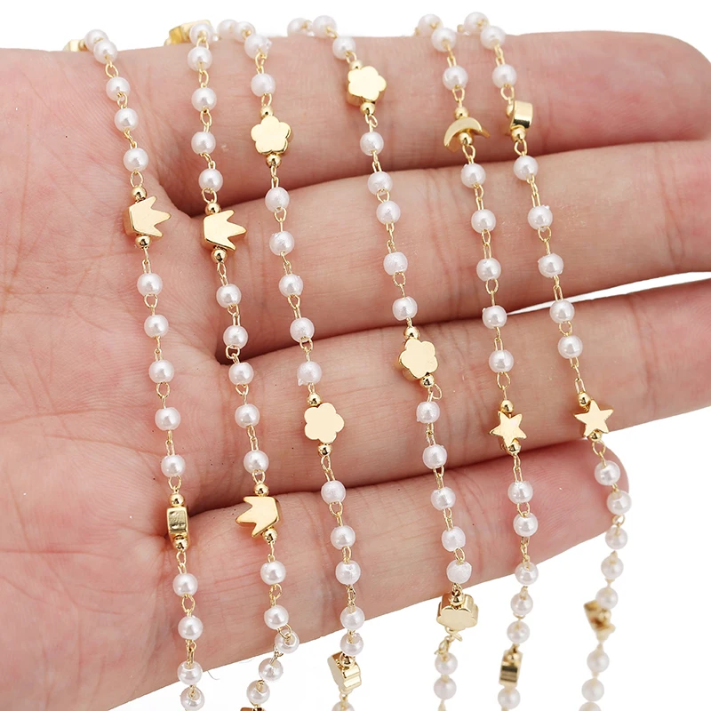 Металлическая Цепочка 3 Мм Для Браслета С Искусственным Жемчугом Звездой И Луной