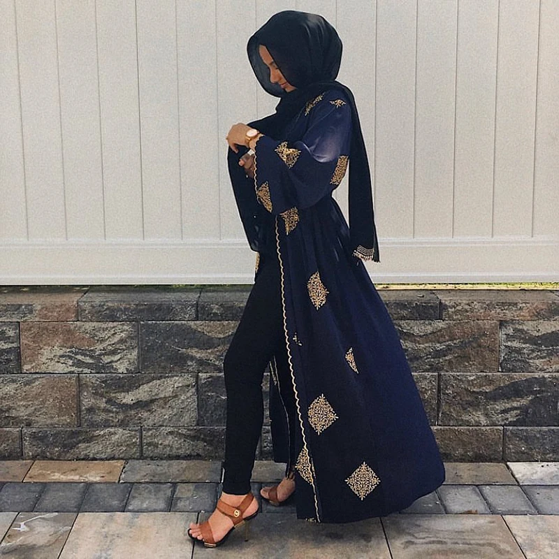 

Dubai Open Abaya Kimono Muslim Hijab Dress Kaftan Abayas Islamic Clothing for Women Caftan Marocain Qatar Kleding Robe Musulman