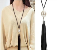 2022 new arrival tassel pendant sweater chain long beads necklace for women girls fashion jewelry gift wholesale