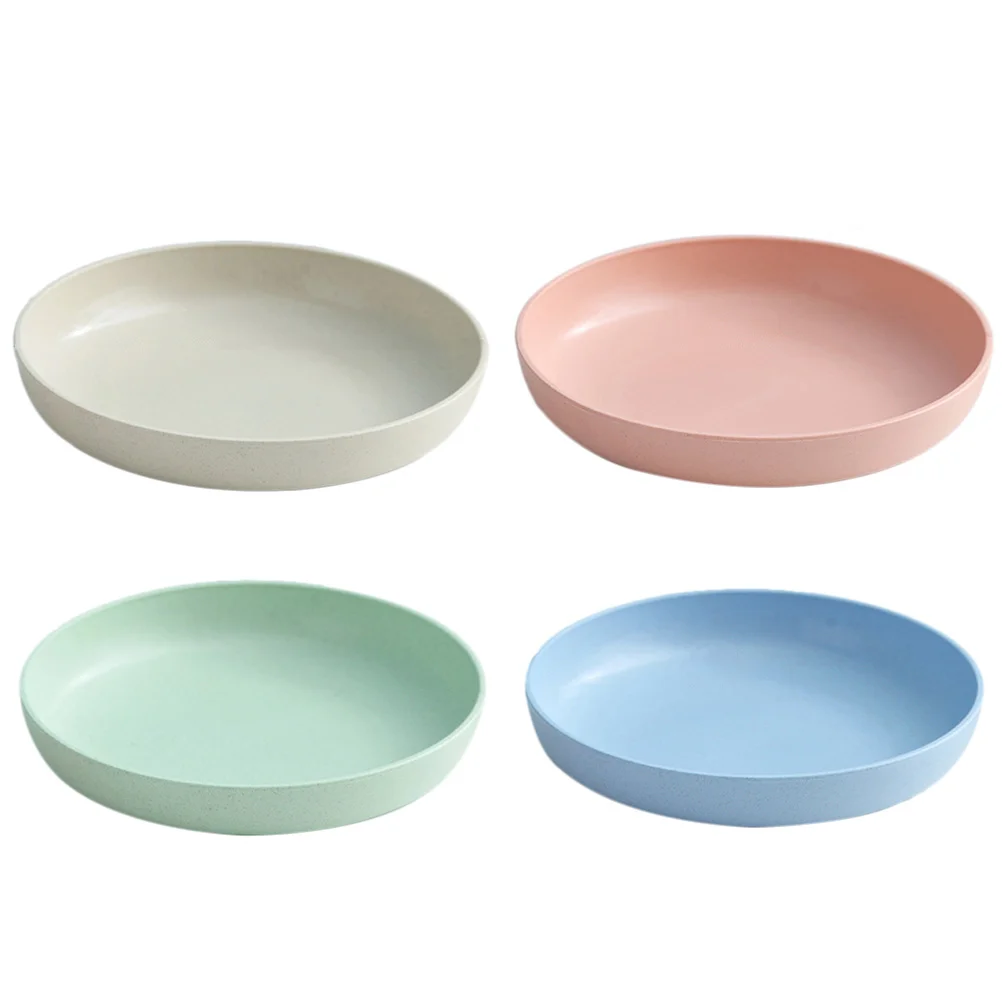 

4 Pcs Plate Round Dish Food Serving Plastic Plates Dishes Camping Eating Utensils Fruit Tray