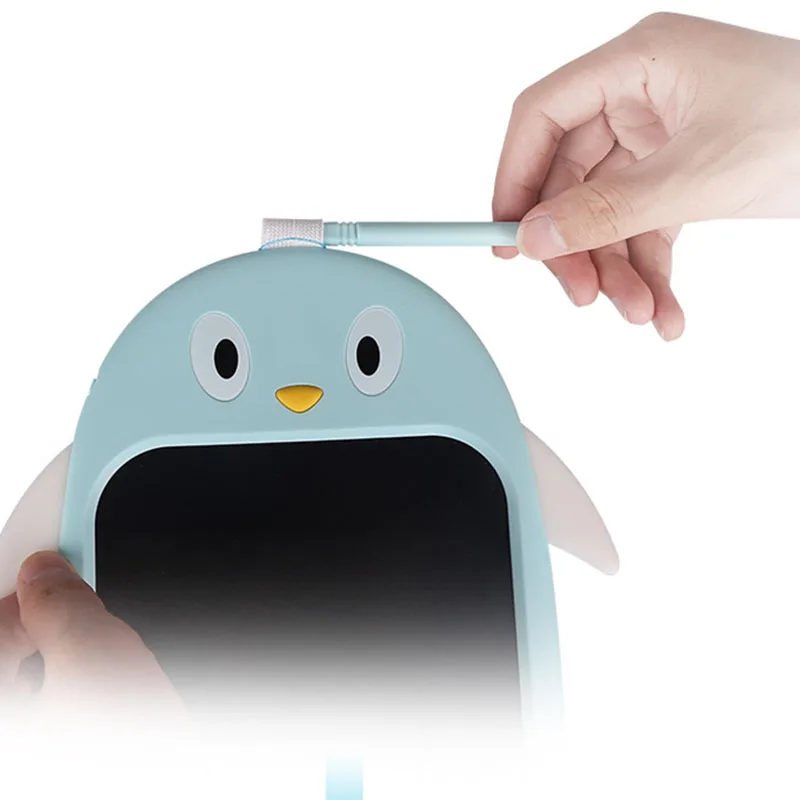 Mini Color LCD Writing Board Children's Penguin Digital Drawing Tablet One-Button Lock Screen Blue |