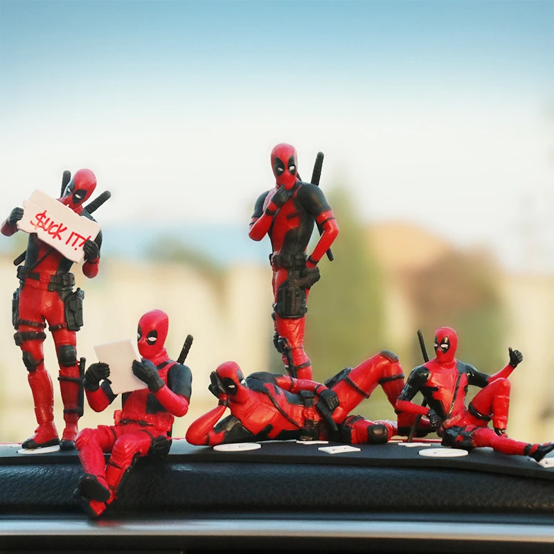 רכב קישוט דיסני מארוול X-men Deadpool 2 פעולה איור יושב שוכב יציבה דגם אנימה מיני בובת PVC צלמית צעצועים