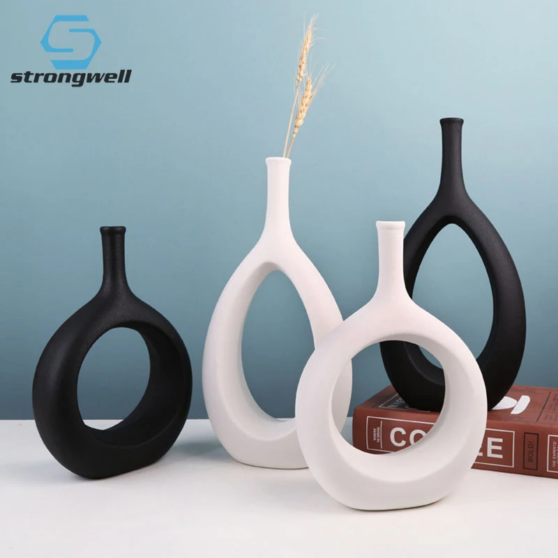 

Strongwell Hollow Vase Hydroponic Flower Arrangement Creative Modern Home Decoration Flower Device Ceramic Vases Ornament