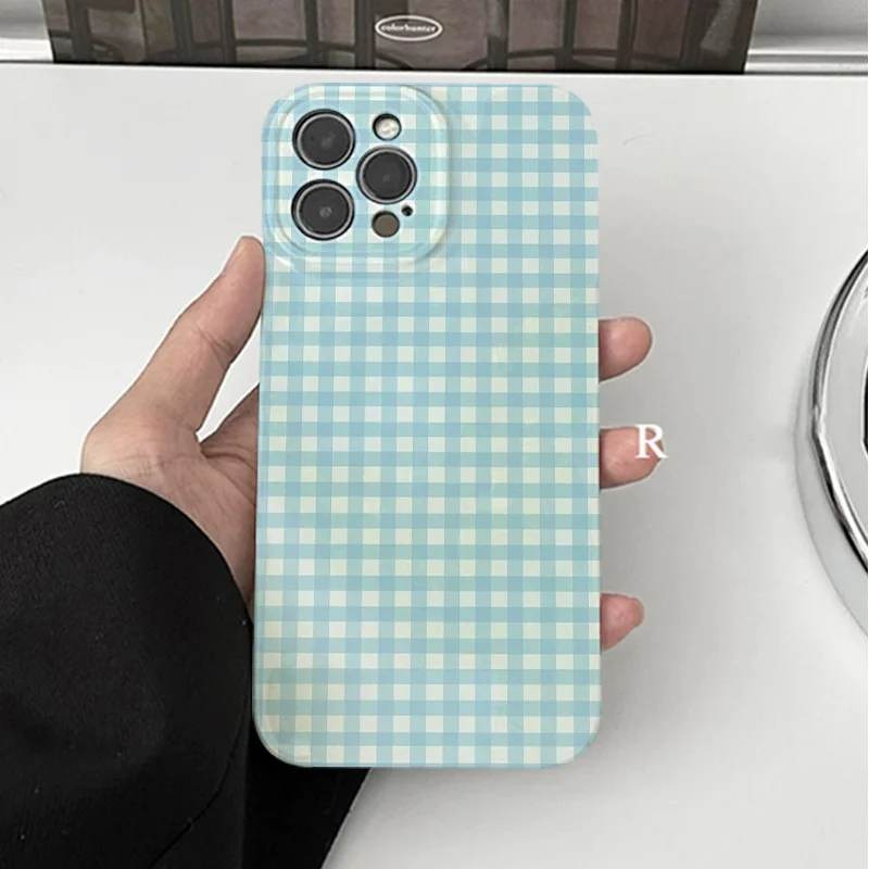 Фото Изысканный синий чехол с сетчатым узором для телефона, модный чехол для iPhone 17/16/15/14/13/12/11 Promax Pro Plus, устойчивый к падениям. №4