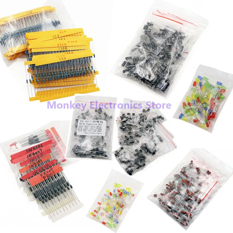 Electrolytic Capacitor Metal film Resistor assortment kit  led diodes  Ceramic set transistor Pack diy electronic components Kit