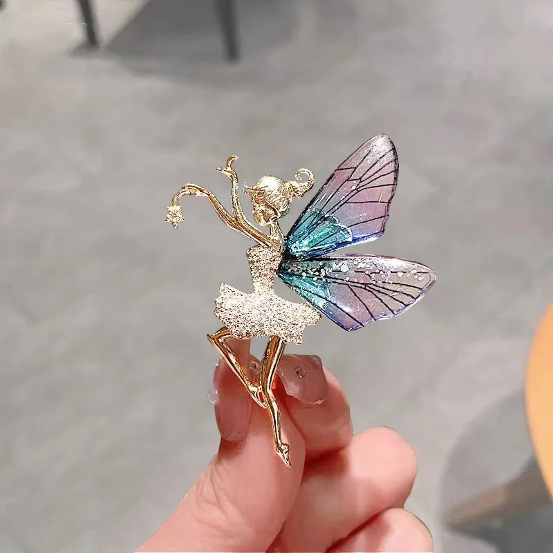 

New Butterfly Brooches For Women Charm Angel Inlaid Zircon Brooch Pin Party Wedding Pearl Flower Clothing Accessory Jewelry Gif
