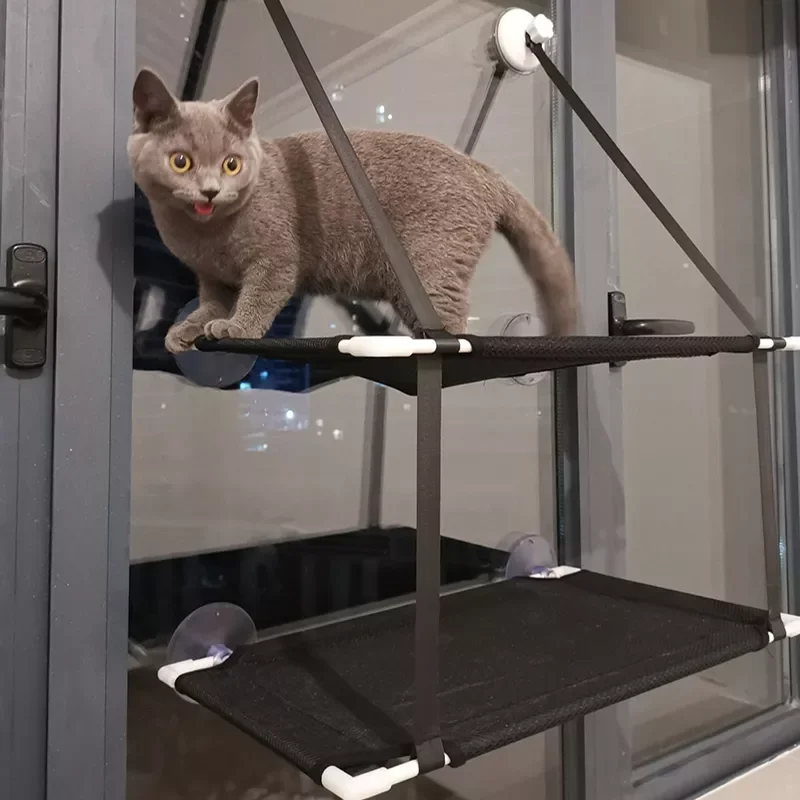 

Cat Bed Hanging Window Double-Layer Pet Hammock Sunny Window Seat Kitten Nest Durable Bed for Cats Bearing 25 KG Cat Accessories