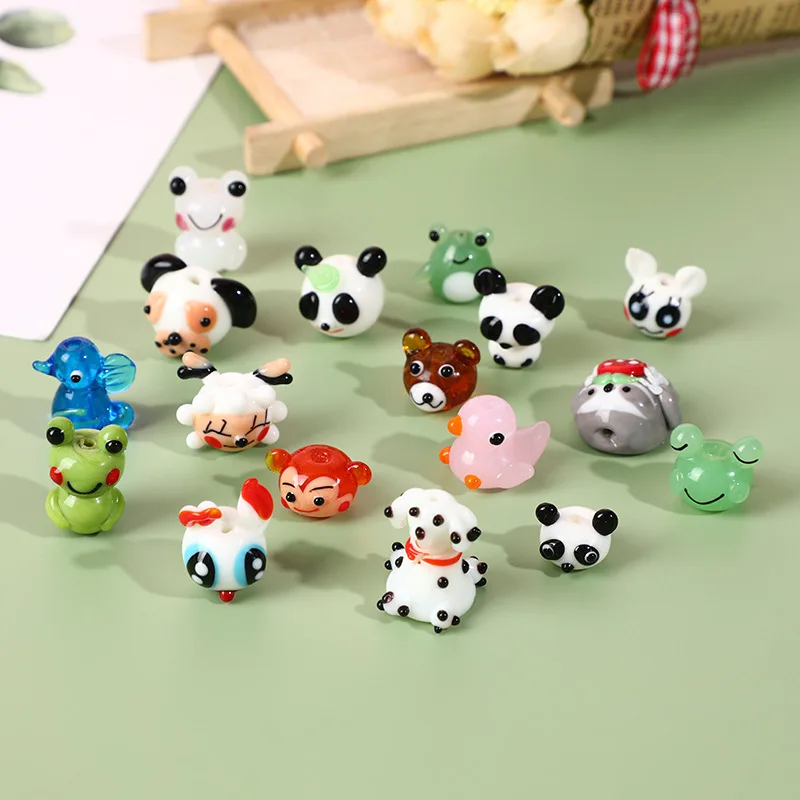 

2 шт. милые Мультяшные лэмпворк стеклянные бусины животные кролик Кошка Собака разноцветные свободные бусины Сделай Сам изготовление брасл...