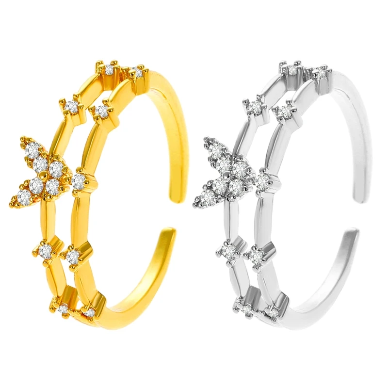 

Simple Butterfly Ring Fashion Temperament Micro-encrusted Zircon Metal Ring TOP