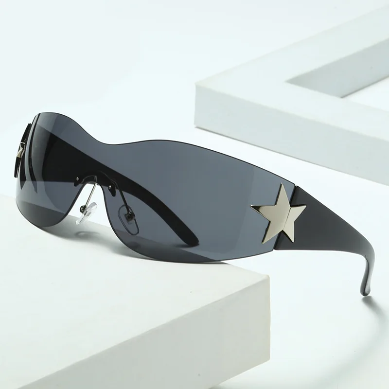 

Frameless Pentacle Integrated Aviator Sunglasses New Sunshades Glasses Women