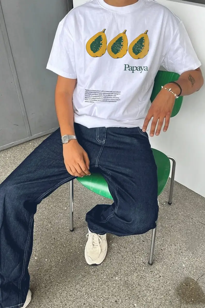 Винтажная футболка унисекс в стиле ретро — с рисунком папайи толстовка подарок