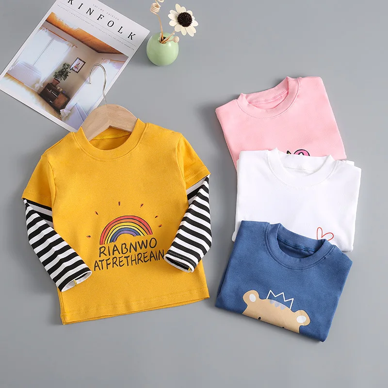 

1-5years Kids Long Sleeve T-shirt Spring Autumn Cotton Long Sleeve Baby Boys Girls Tees Cartoon Children Shirt Dropshipping