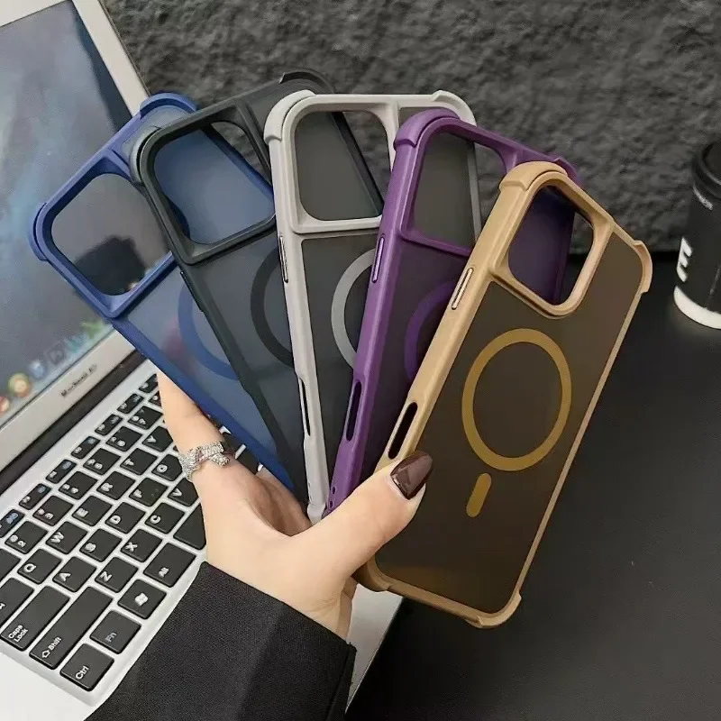 Магнитный роскошный матовый противоударный чехол для iPhone 15 14 13 12 11 16 17 Pro Max с беспроводной зарядкой и поддержкой MagSafe (art.: 3920cd1d70fbf) - 3920cd1d70fbf