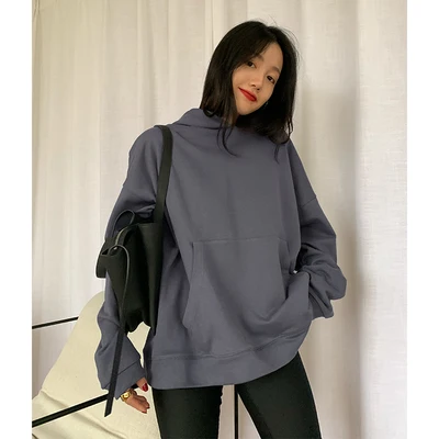 

A Women's hooded fall/winter mid-length loose casual jacket women