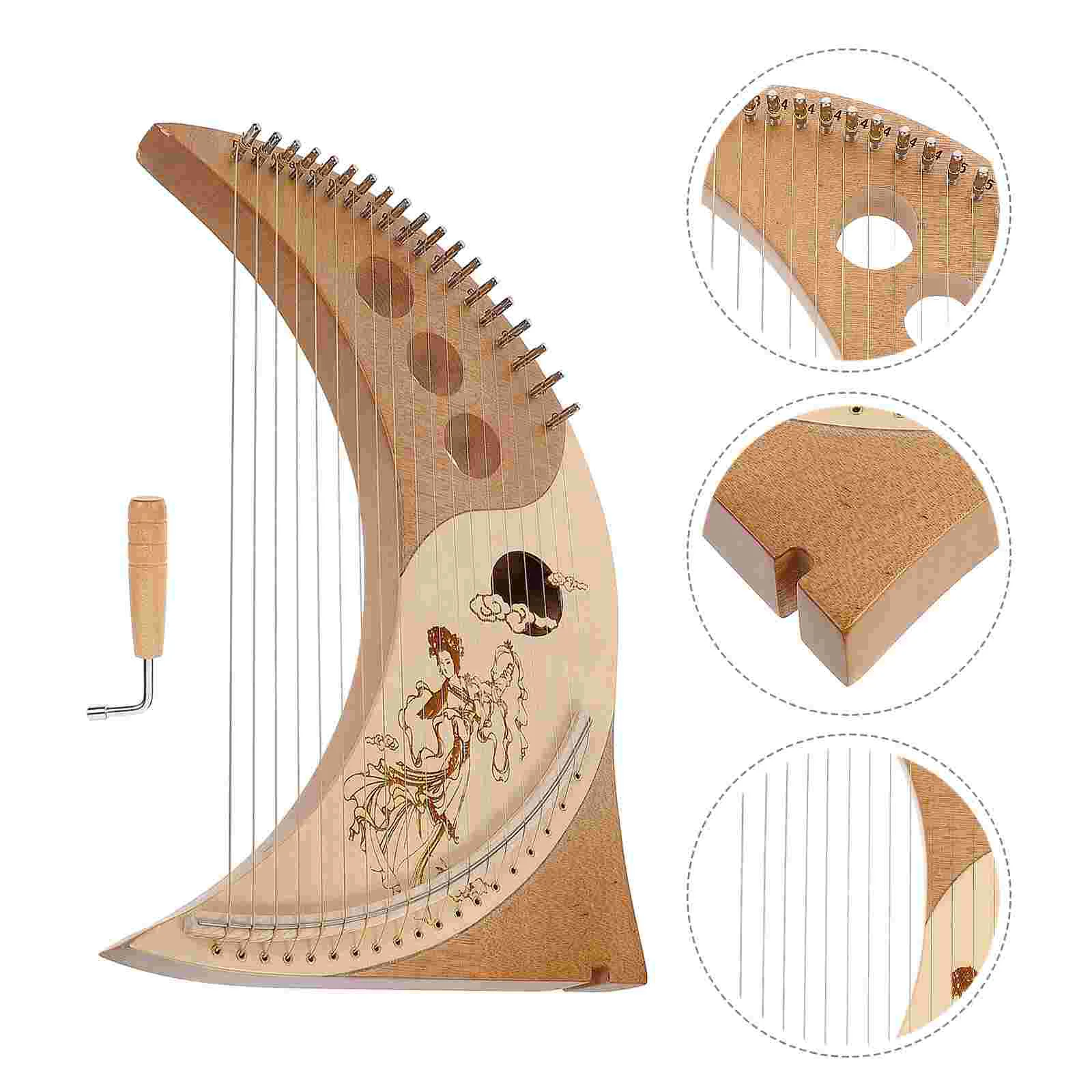 

1 Set Lyre Harp 19 Metal Strings Handheld Harp Wood String Instrument (Assorted Color)