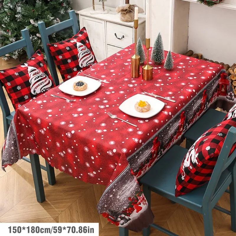 

Christmas Table Cloth Kitchen Dining Tablecloth Decorations Home Rectangular Party Table Covers Christmas Ornament Picnic Mat