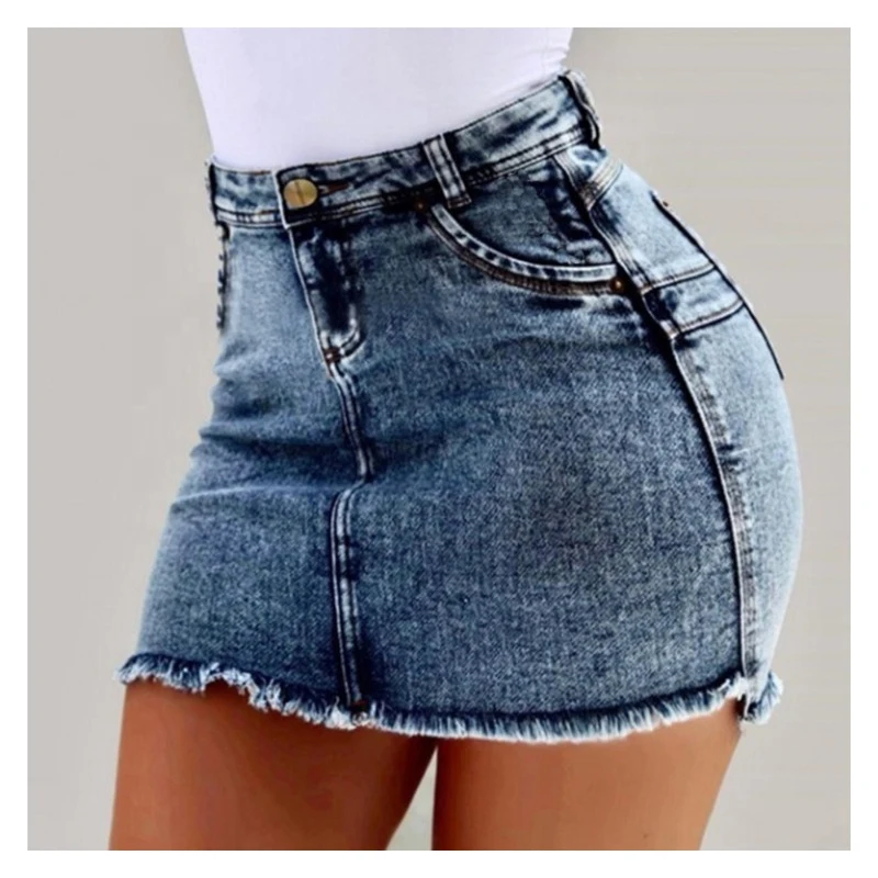 Sexy Women Denim Skirt Solid Color Skinny Short Skirt Summer Fashion New Washed Denim Slim Sexy Package Denim Mini Women Skirt