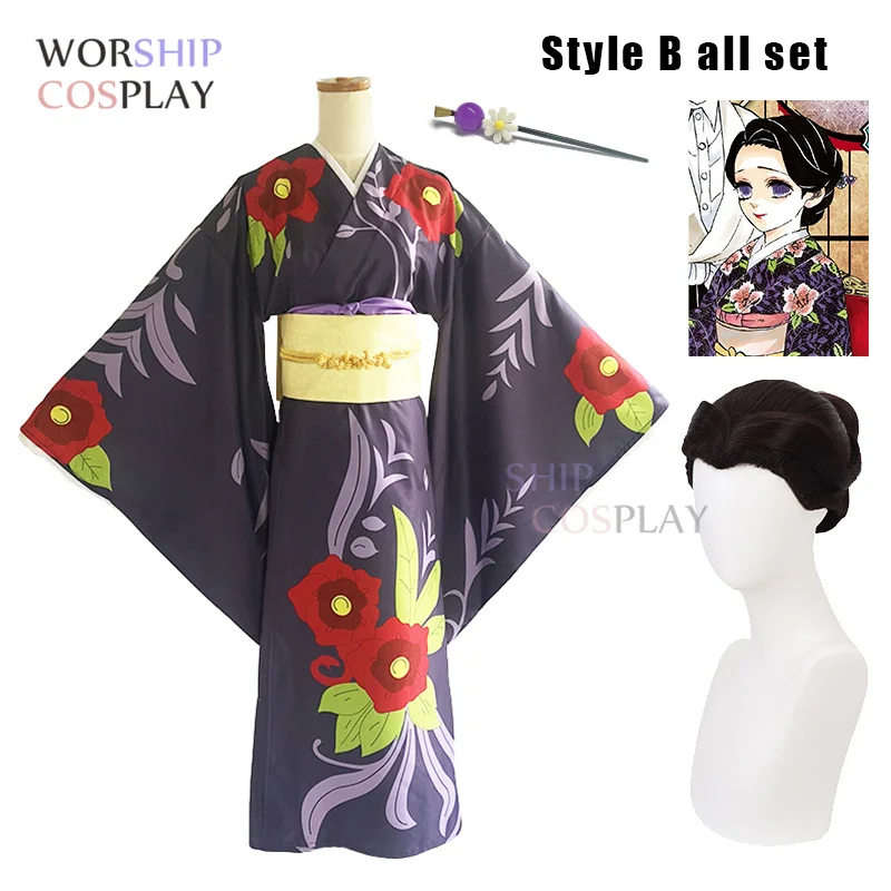 

Кимоно Tamayo с пурпурной застежкой для волос, кимоно для рассекающего демонов, аниме косплей костюм, униформа для косплея, костюмы на Хэллоуин...