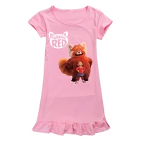 summer turning red childrens clothing girl dress cartoon baby lovely princess pleated short sleeve pajamas casual nightgown