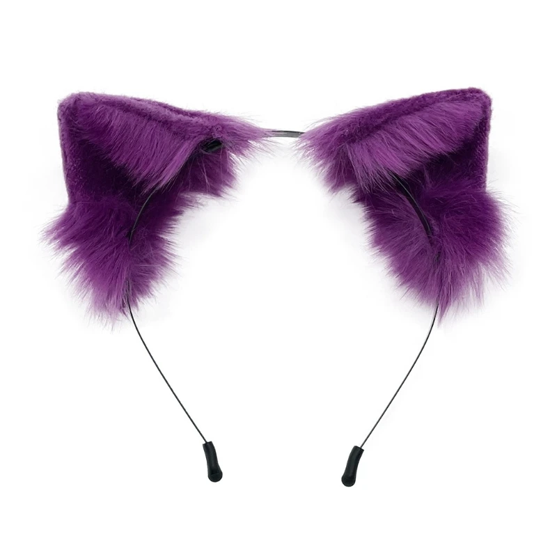 

Womens Animal Cat Ears Hair Hoop Furry Kitten Ears Hairband Halloween Party Hair Hoops Anime Cosplay Fancy Prop