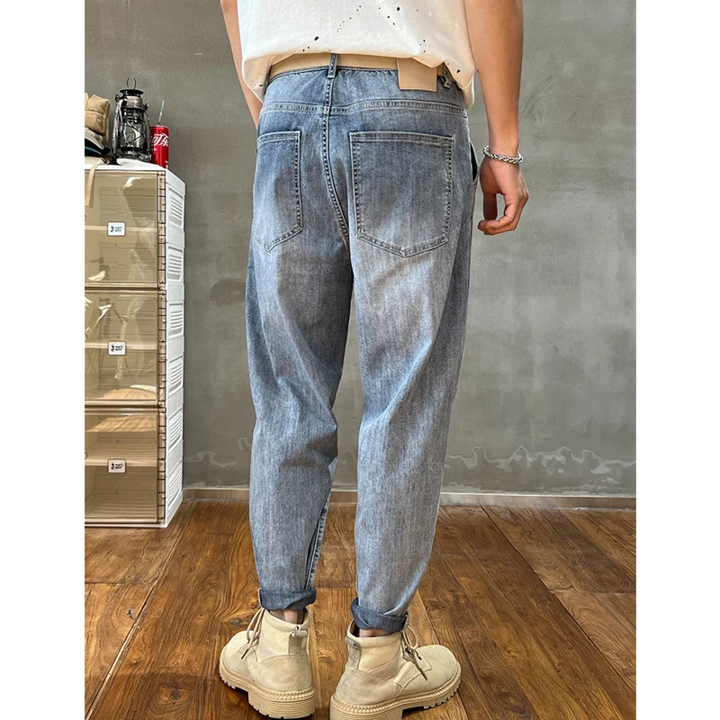 Streetwear Men 2022 Autumn and Winter New Pattern Vintage Blue Pencil Pants Comfortable Recreational Loose Large Jeans Female