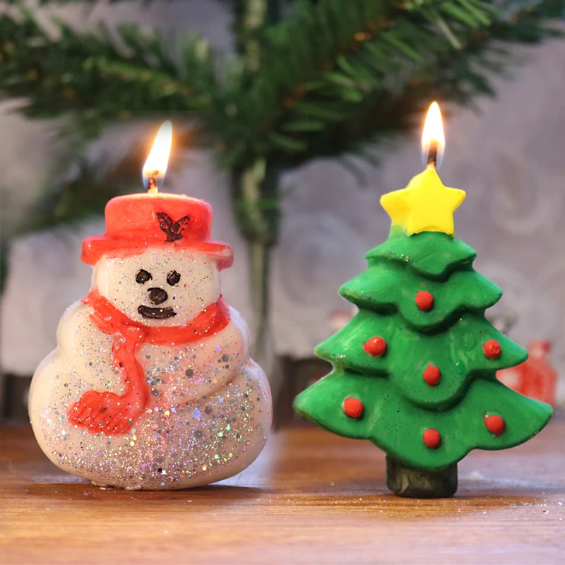 

DIY ChristmasTree Candle Moulds Silicone 3D Ginger Bread Man Mould Handmade Scented Candle Making Molds Home Decoration