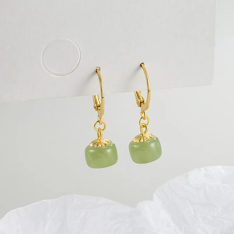 

VOQ 925 печать Hetian нефритовые круглые серьги из бисера в китайском стиле ретро светильник Роскошные элегантные благородные новые женские ювел...