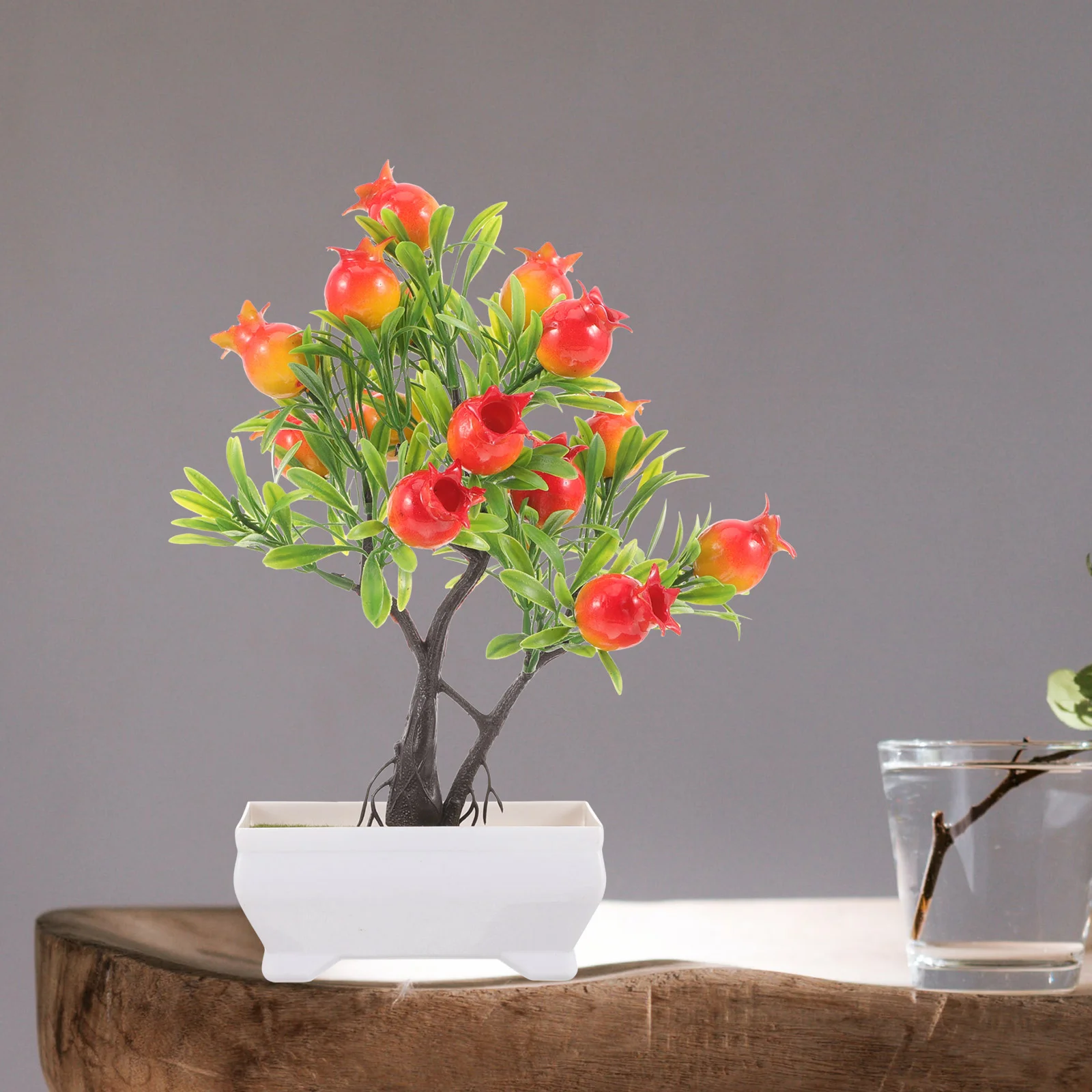 

Display Tabletop Fruit Tree Decor Simulation Bonsai Fake Green Plastic Simulated Pomegranate Bedroom Office Desktop