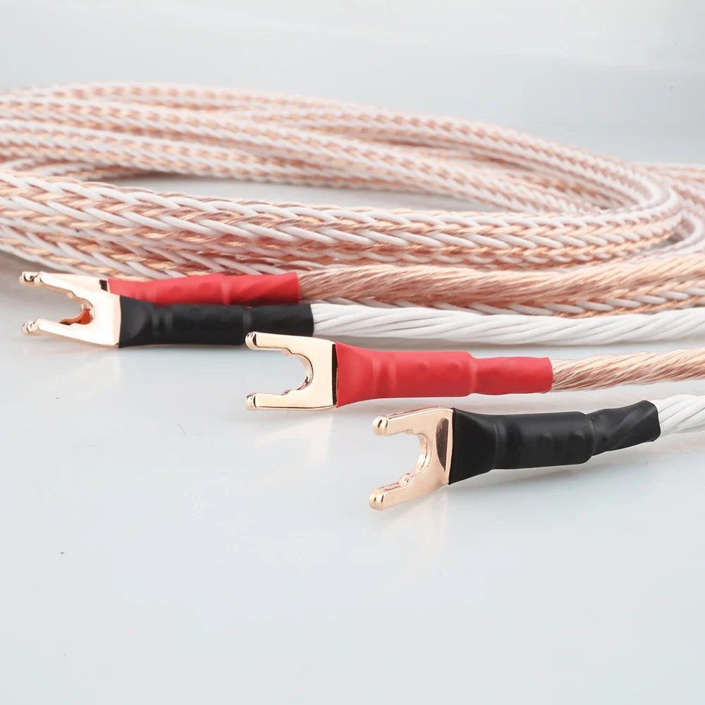 Пара 12TC HiFi акустических кабелей с 2 типами банан на банан/спилот лопаток