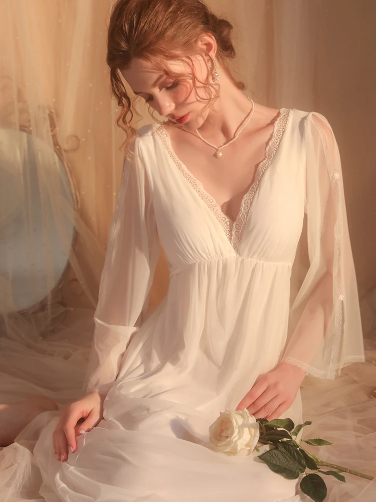 Women Pajamas New Sexy Solid Color Mesh Bra Pad Nightwears for Ladies Backless Long Nightdress Female Nightgown Women Home Wear