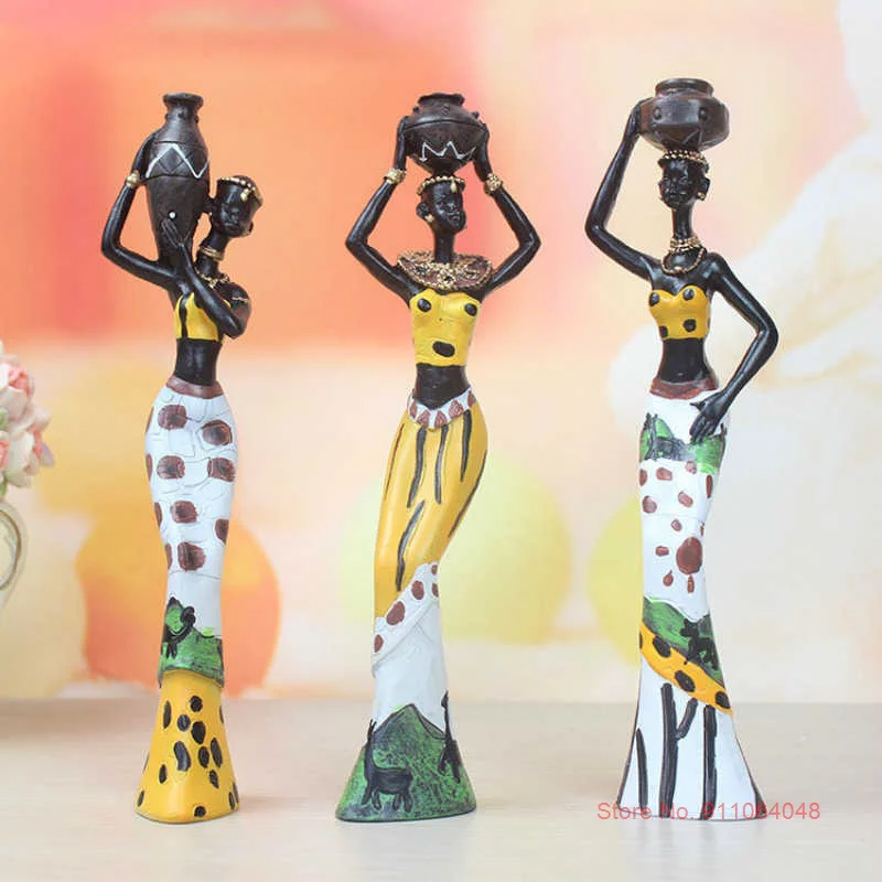 

Exotic Afric Beauty Statue Home Ornaments Creative Art Resin Female Sculpture Unique Africa Decoration Living Room Accessories