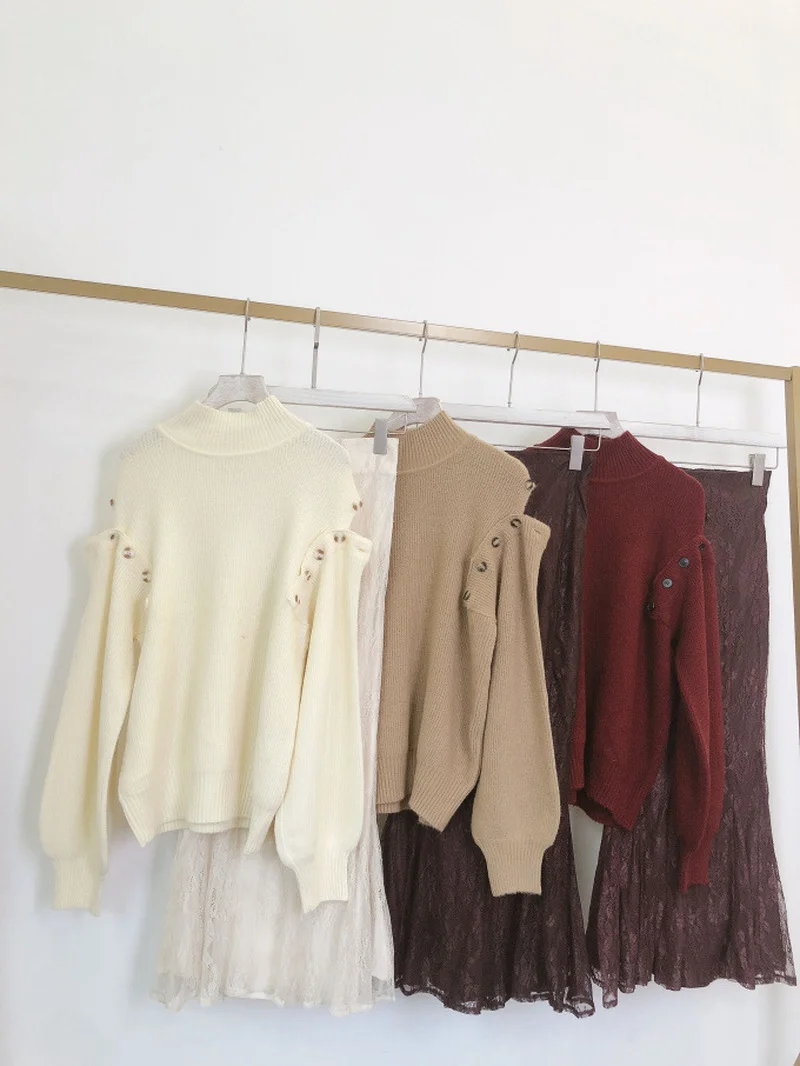 Женские джемперы на пуговицах Kuzuwata теплые трикотажные свитеры с длинным рукавом