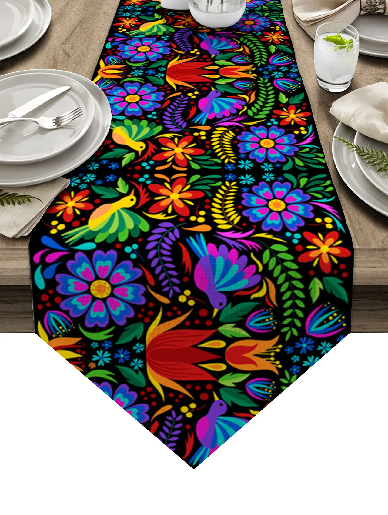 

Colorful Mexico Abstract Flower Table Runners Wedding Table Decoration Tablecloth Holiday Party Dining Decor Table Cover
