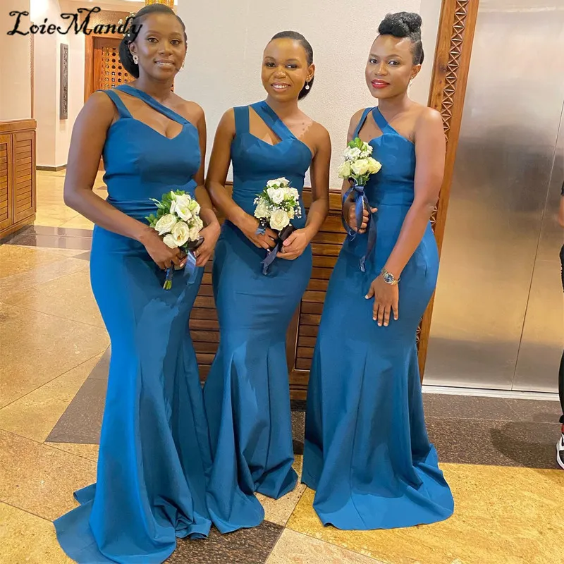 

Женское эластичное платье с юбкой-годе, длинное сексуальное платье на одно плечо с открытой спиной для свадебной вечеринки, официальное платье горничной Honor