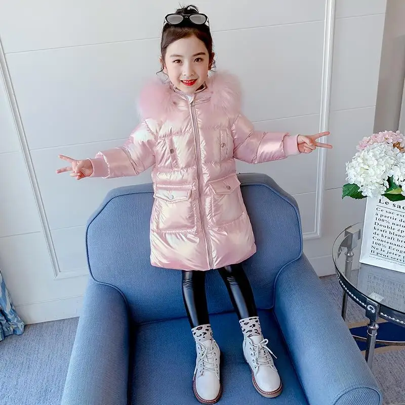 

2023 зимняя блестящая куртка для девочек с капюшоном, теплая детская зимняя куртка для девочек, детская парка из хлопка для подростков, верхняя одежда, пальто